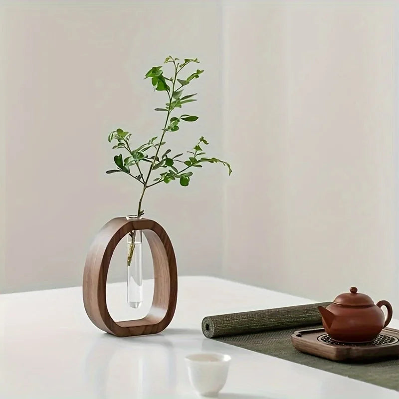 Walnut Wood Botanical Case/Vase.