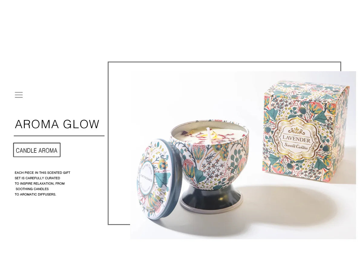 Ljuspresentkit Sojavax Aromaterapi Burk Ljus i Plåtburk Lyxiga Bröllopsgåvor Brudtärna Souvenir för Gäster Heminredning