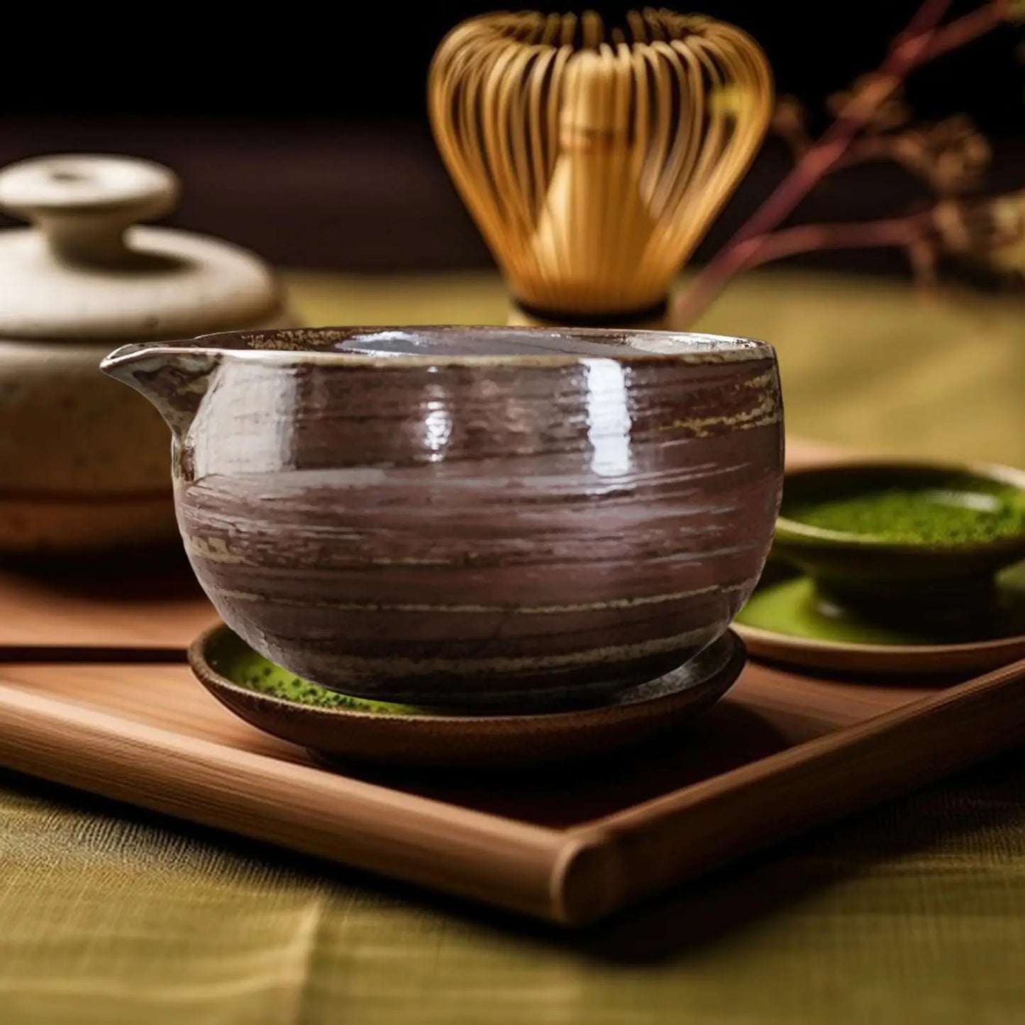 Porcelain Matcha Mixing Bowl 600ml for Japanese Tea Ceremony