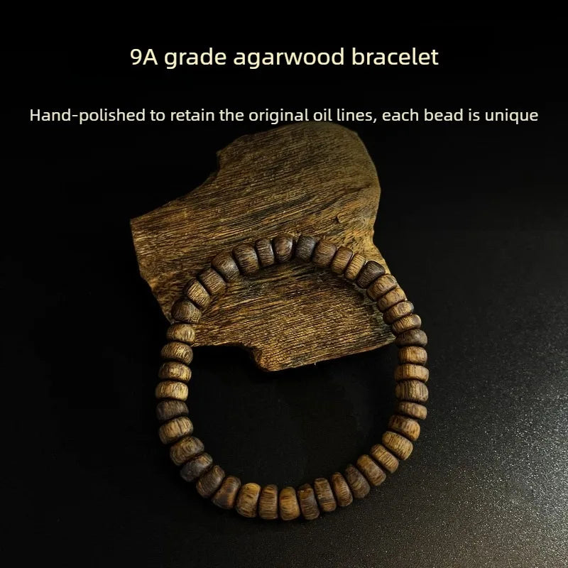 9A Grade Agarwood Oudh Prayer Bracelet – Arabian Luxury Incense Scent | Soul Purification
