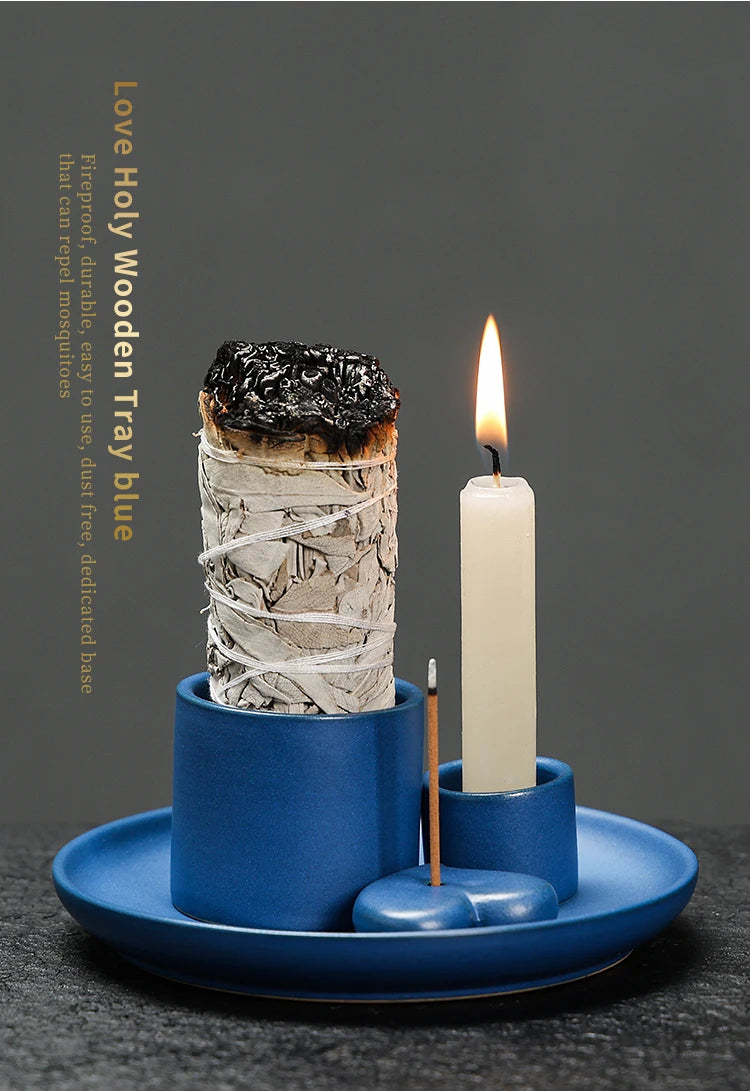 4-in-1 Ceramic Incense & Sage Burner Set - Your Ritual Hub 