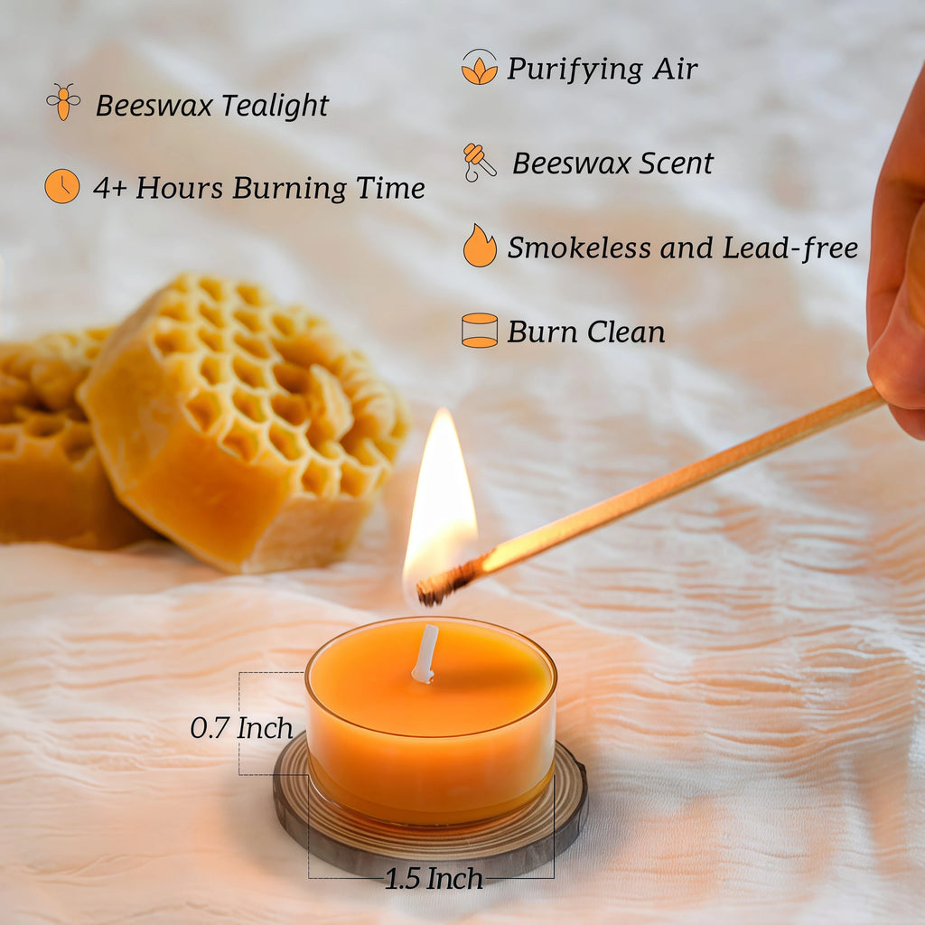 50-100Pcs Beeswax Tea Light Candles Smokeless Eco-Friendly Candles Xmas Tealight for Wedding Favor Candles 4 Hour Clean Burning - Your Ritual Hub 