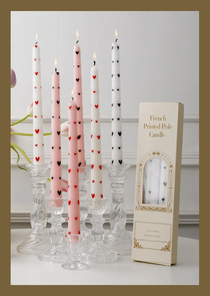 European Printed Long Taper Candles — Smokeless