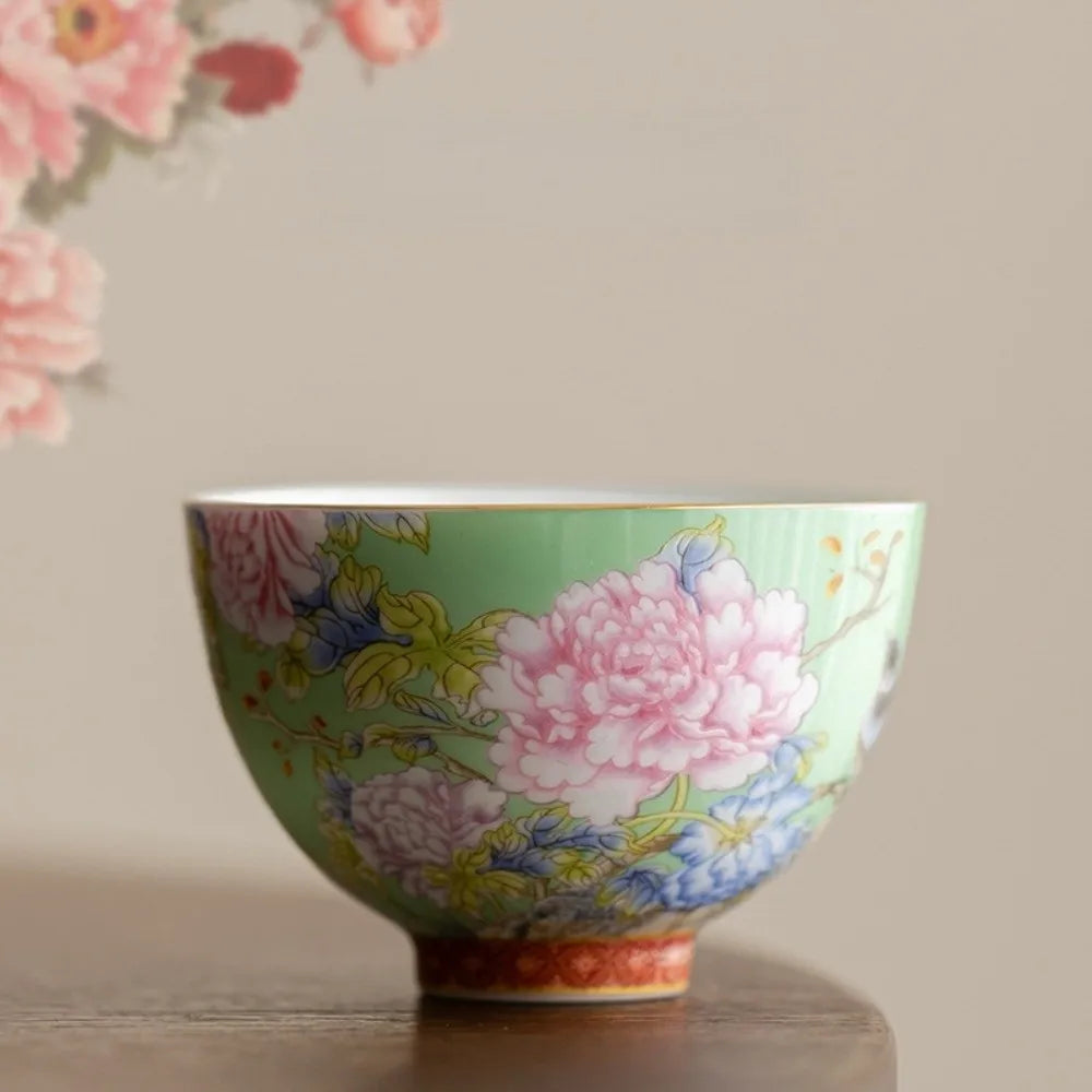 6pcs/set Kung Fu Tea Set Flower Tea Cup 65ml Chinese Style