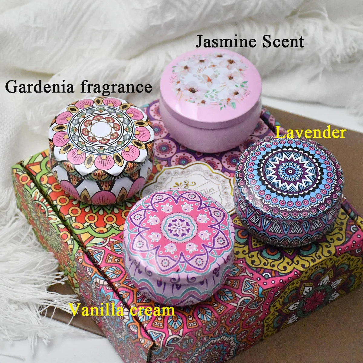 4Pcs/Box Scented Candle Set Gift Islamic Arabian Patterns Fragrance Candle Jar Smokeless - Your Ritual Hub 