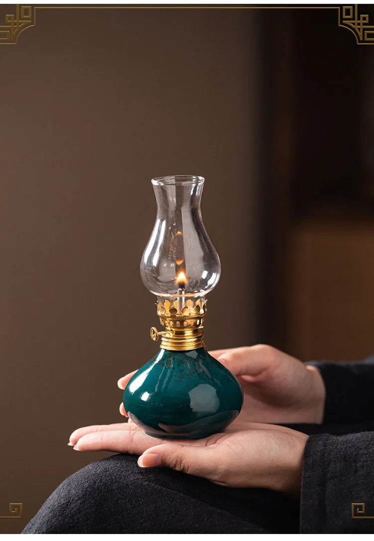 Traditional Ceramic Butter Oil Lamp - Aromatic Incense Burner and Ambient Night Light - Your Ritual Hub 