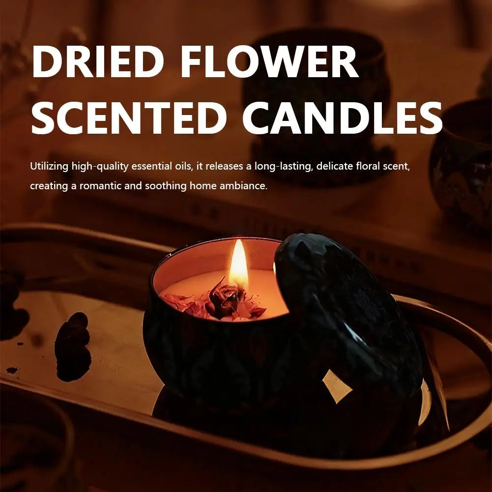 Dried Flower Soy Wax Candle in Tin