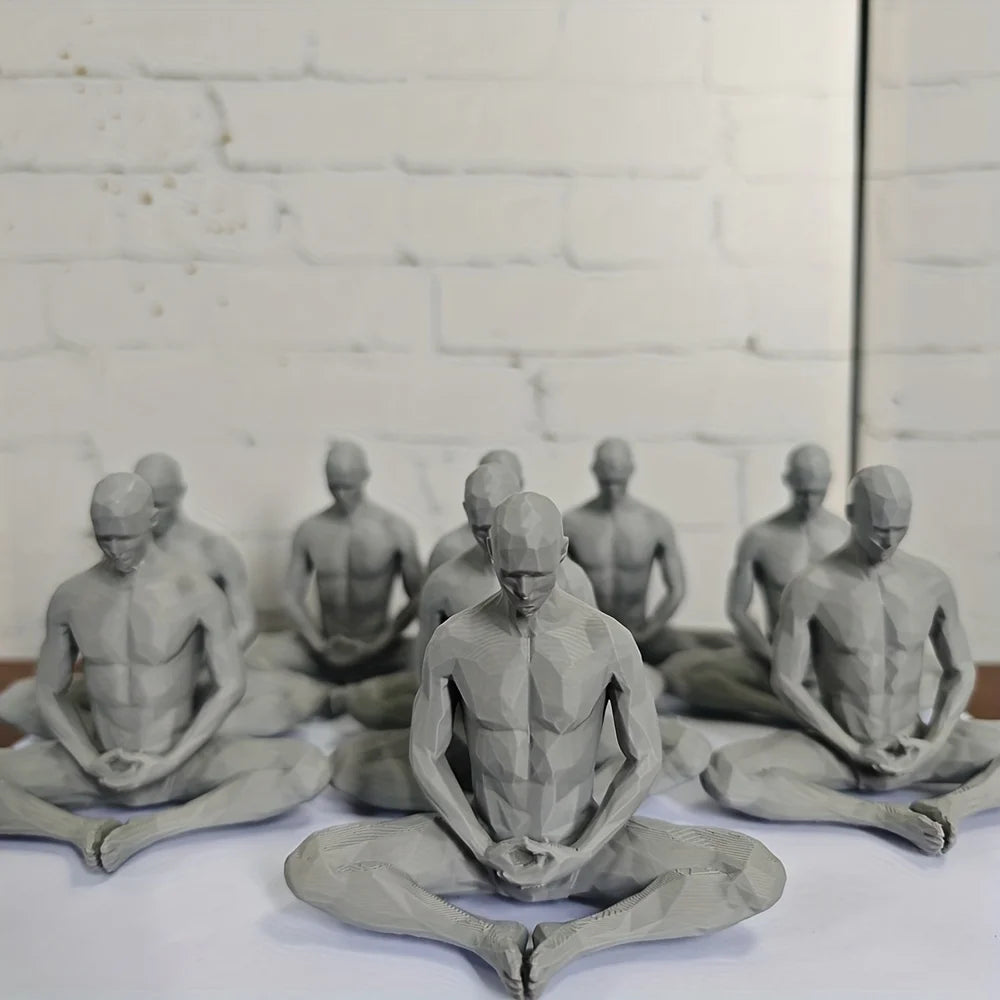 Geometric Polygon Seated Figure Sculpture – Zen Meditation Desktop Décor