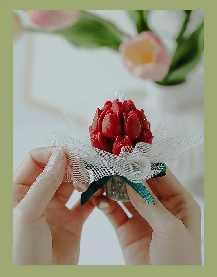 Handmade Tulip Bouquet Soy Wax Candle