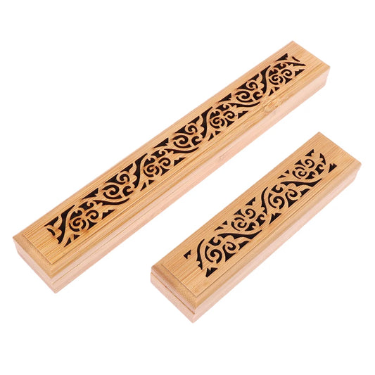 Bamboo Incense Burner Box with Ash Catcher Plate