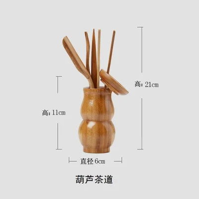 Handmade Kung Fu Tea Sets Vintage Puer Knife Spoon Tea Tools Set Tea Ceremony Utensils Chinese Bamboo Clip Strainer 6pc/set