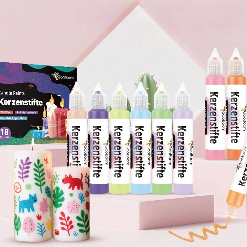 3D Candle Paint Pen Set – 18 Colors for DIY Candle Decorating & Craft Art
