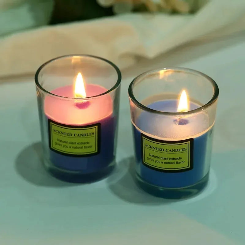 Presentförpackning med doftljus i växtvax, sojabönsljus i glaskopp, doftljus för inomhusbruk utan rök, hotellrumsparfym