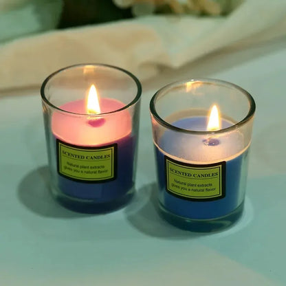 Presentförpackning med doftljus i växtvax, sojabönsljus i glaskopp, doftljus för inomhusbruk utan rök, hotellrumsparfym