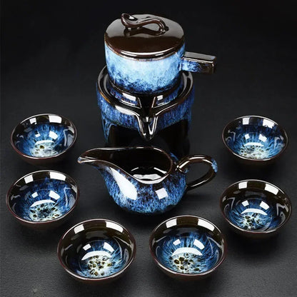 8 Pcs Set Semi Automatic Tea Sets Chinese  Ceramic