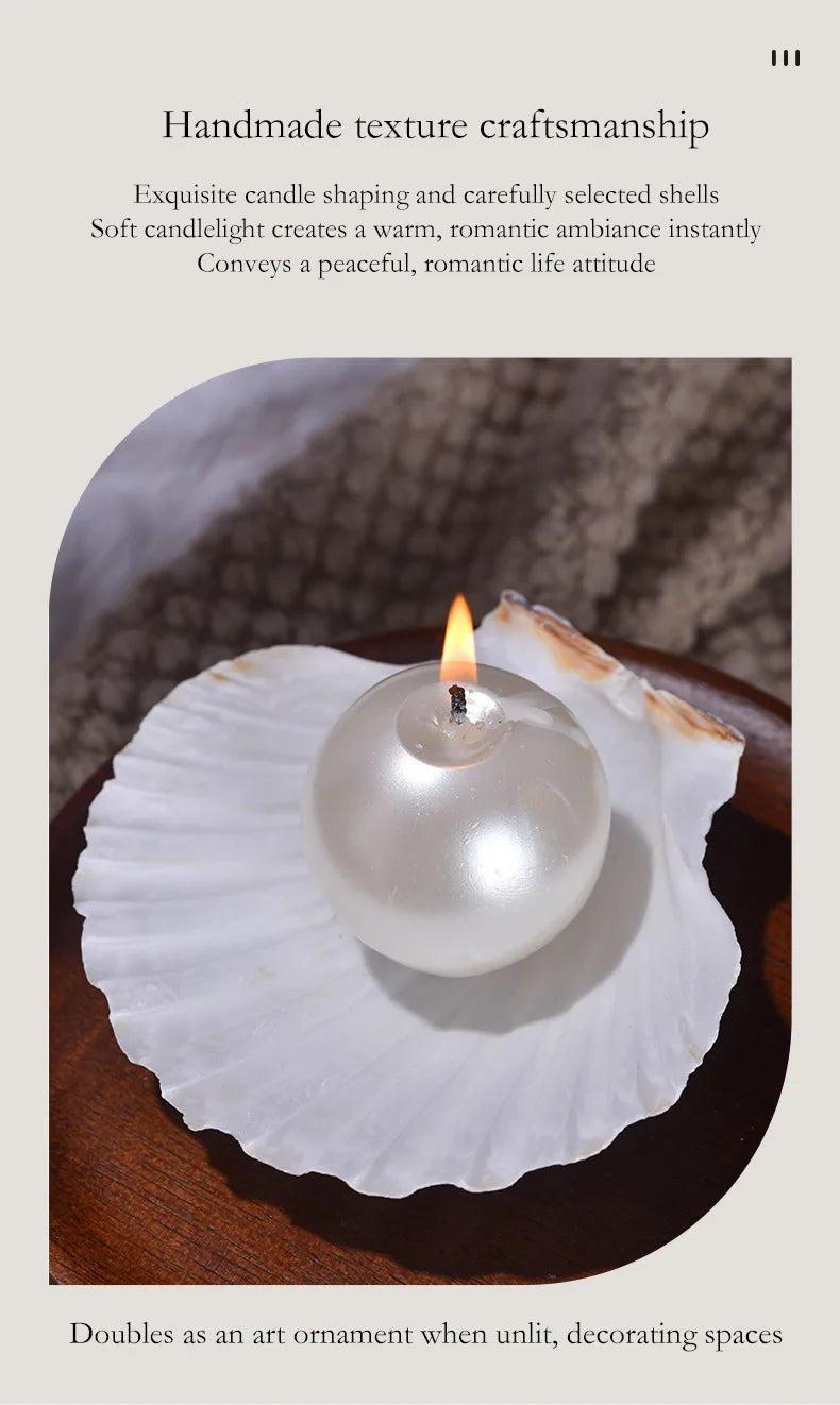 1PC Ocean Wind Pearl Shell Scented Candle Ins Wind High Value Scented Candle Souvenir Home Party Scene Decoration