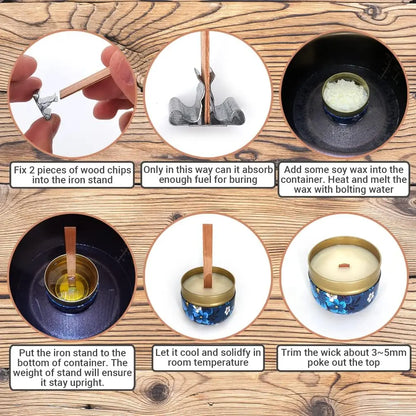 Natural Wooden Candle Wicks with Sustainers — DIY Supply