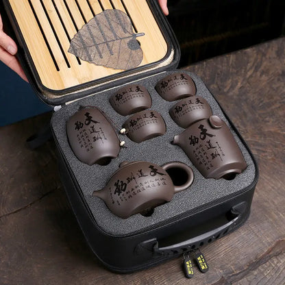 Portable Ceramic Teaware Set Chinese Tradition Kung Fu Tea Set With Bag Gaiwan Tea Cups