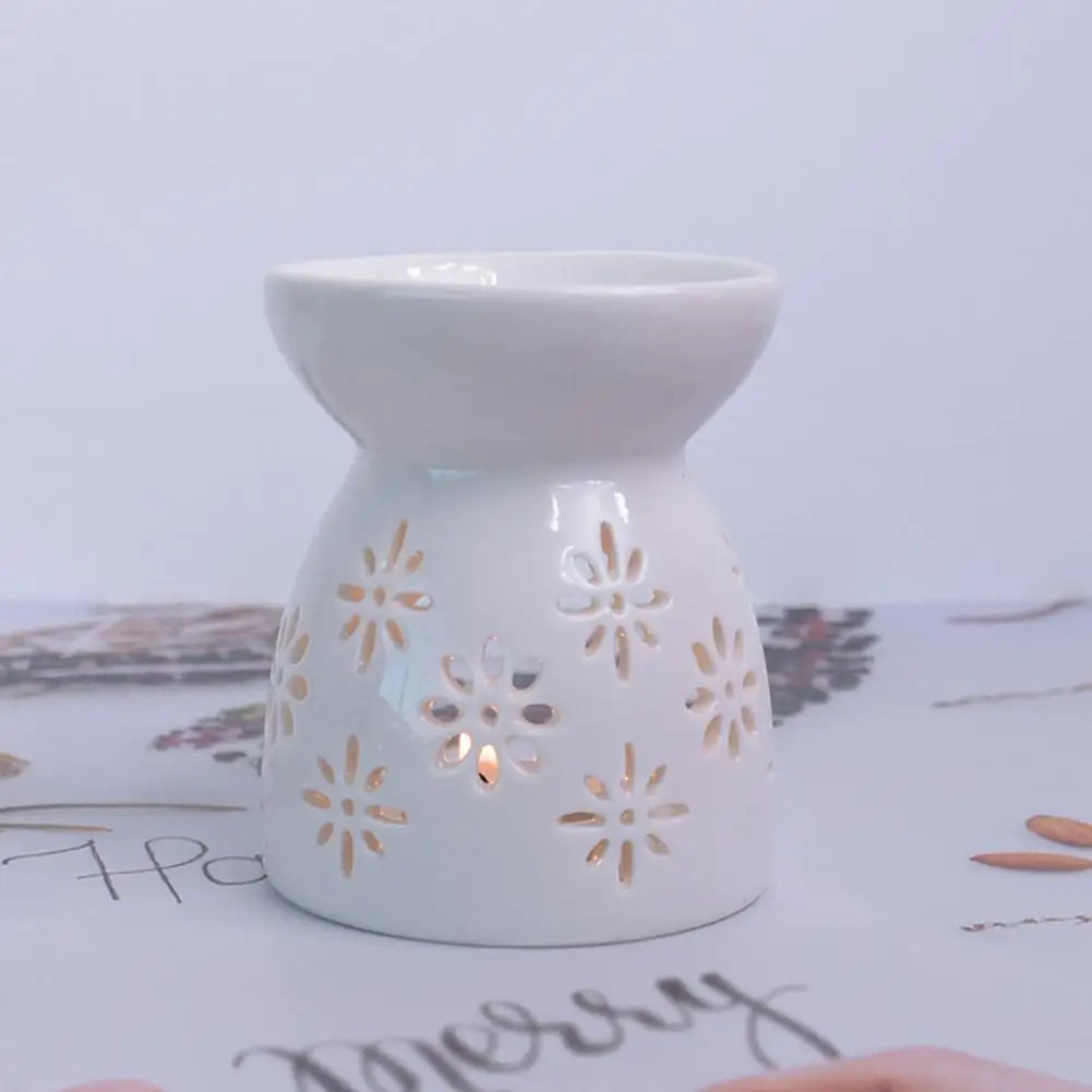 Ceramic Cutout Aroma Burner & Wax Melter with Spoon