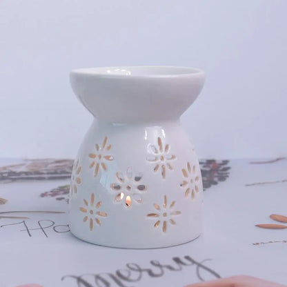 Ceramic Cutout Aroma Burner & Wax Melter with Spoon