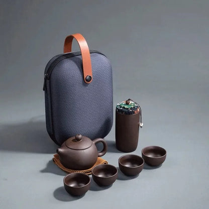 Purple Clay Travel Tea Set — 1 Pot & 4 Cups