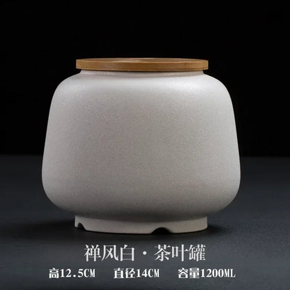 Retro Ceramic Tea Pot Sealed Pu'er Tea Container Chinese Tea Set Decor