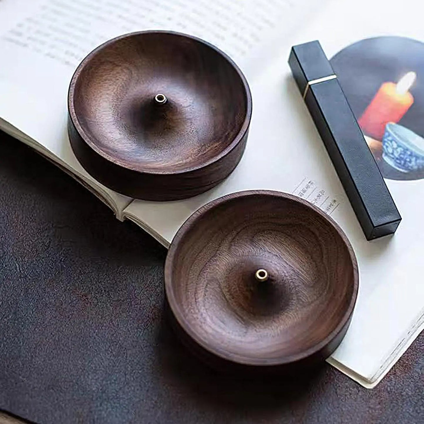 Hand-Carved Circular Incense Burner Holder