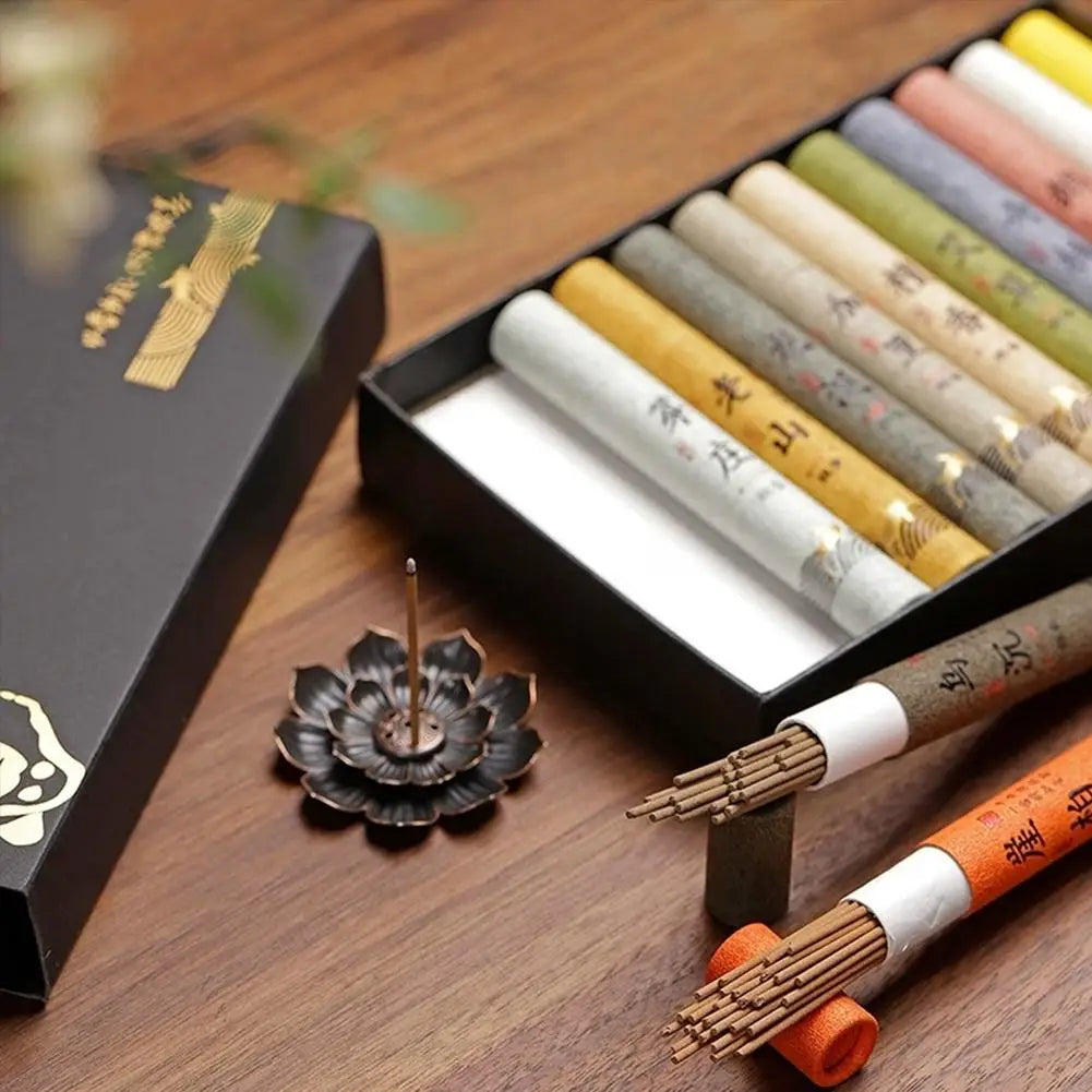 Chinese 12 kinds of scented Incense Stick Gift Box Set natural linear Aromatherapy - Your Ritual Hub 