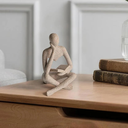 The Reader – Abstract Thinker Sculpture for Bookshelf, Desk & Altar Decor