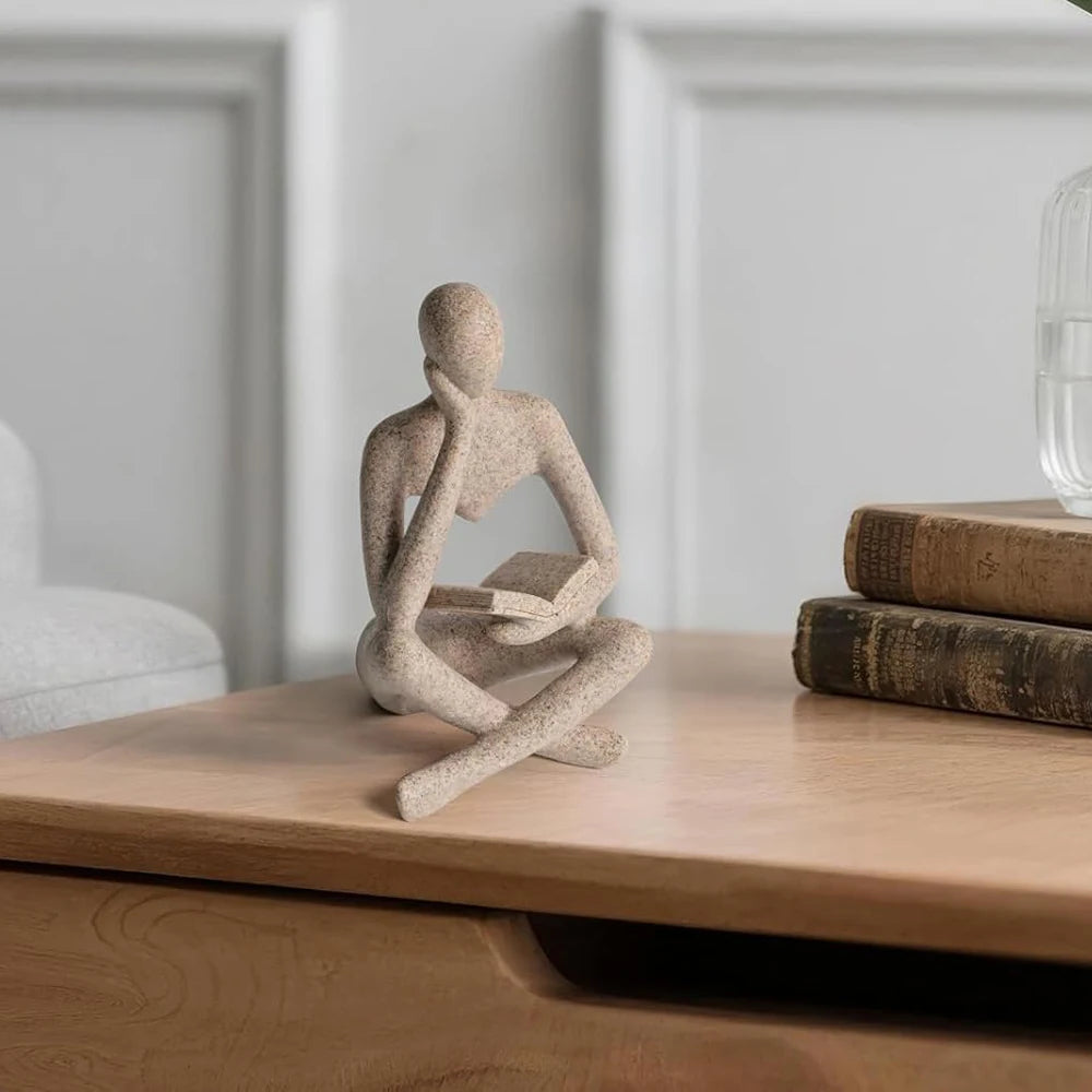 The Reader – Abstract Thinker Sculpture for Bookshelf, Desk & Altar Decor