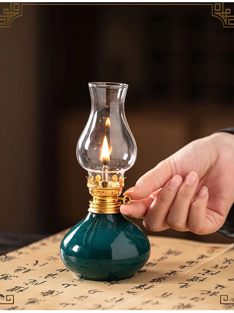 Traditional Ceramic Butter Oil Lamp - Aromatic Incense Burner and Ambient Night Light - Your Ritual Hub 