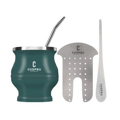 Yerba Mate Gourd Set — Double-Wall Steel Cup & Bombilla