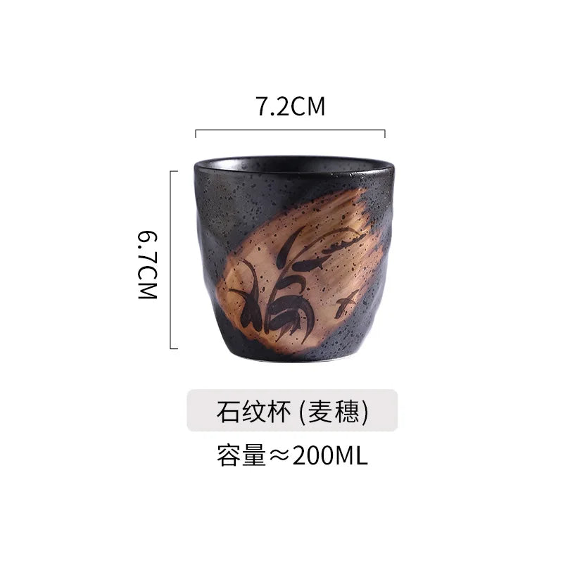 180ml Japanese tea cup coffee cup matcha handy retro ceramic coarse pottery cup