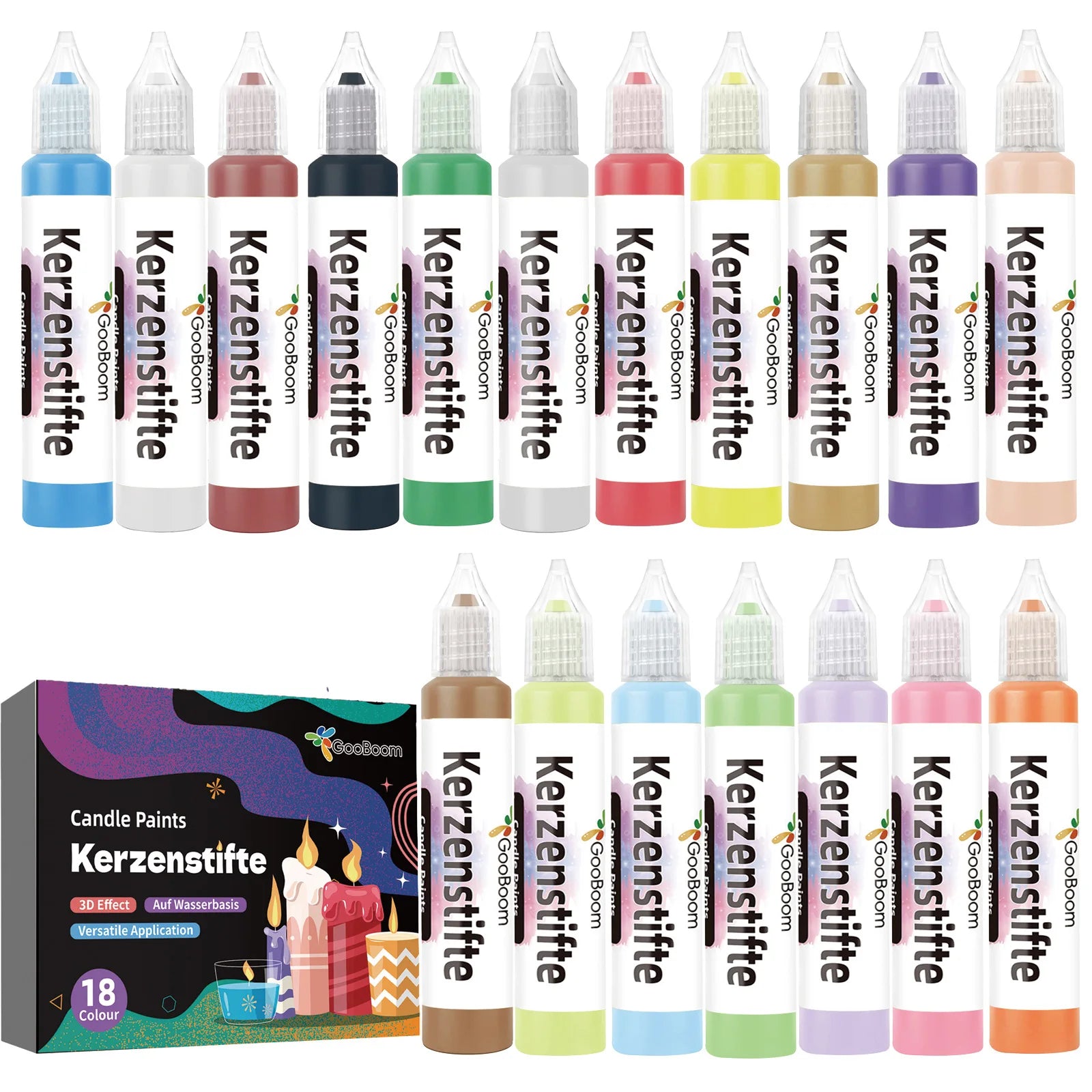 3D Candle Paint Pen Set – 18 Colors for DIY Candle Decorating & Craft Art