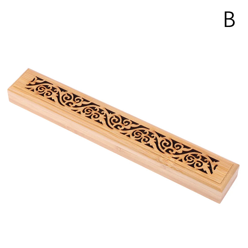 Bamboo Incense Burner Box with Ash Catcher Plate