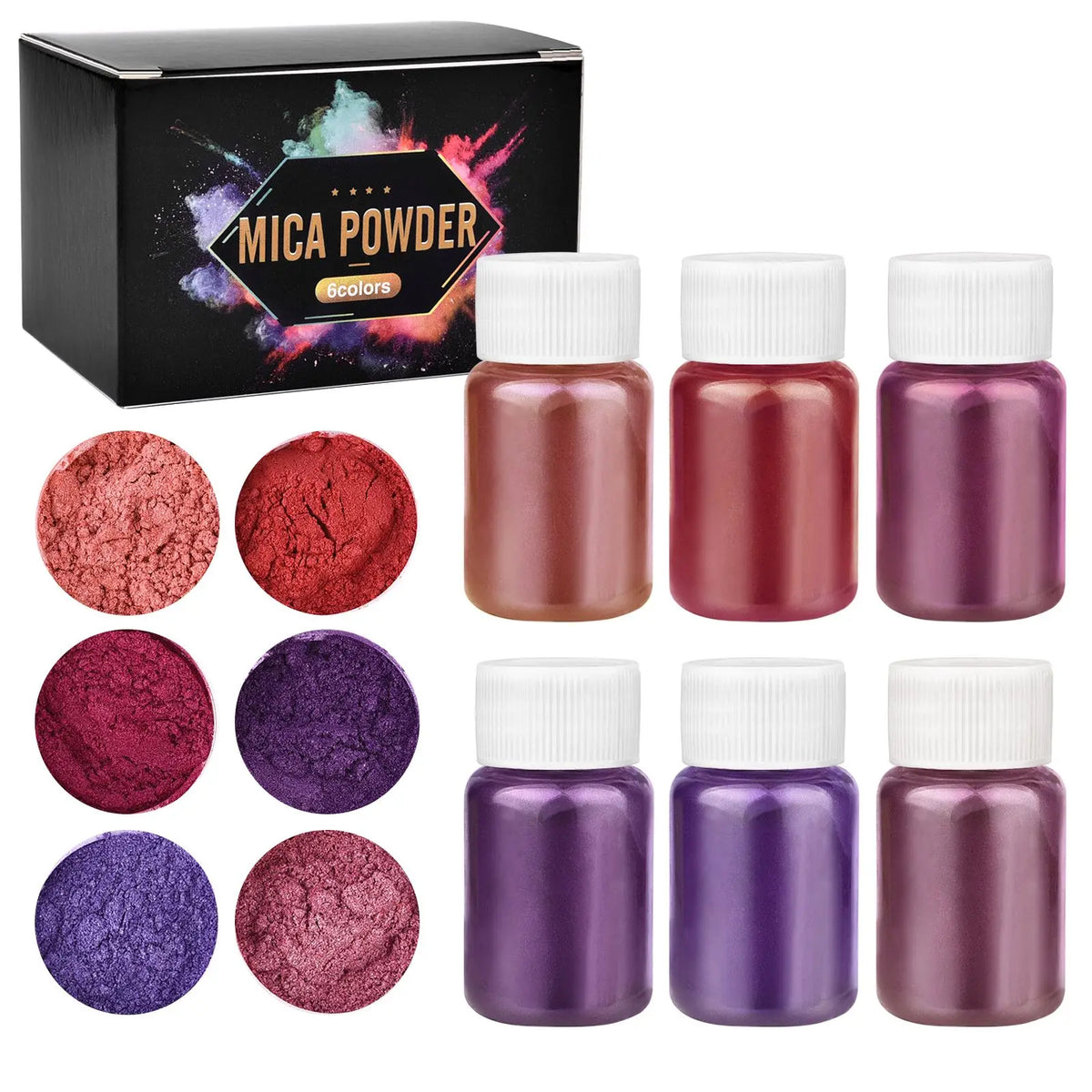 6-Colour Pearlescent Mica Powder Set for DIY Crafts