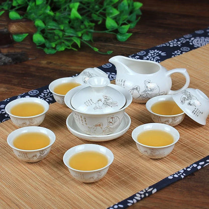8 Cups Chinese Kung Fu Tea Set Ceramic Teapot Gaiwan Tea Cups Tea Tool