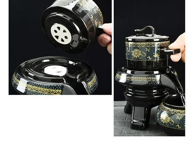 8 Pcs Set Semi Automatic Tea Sets Chinese  Ceramic