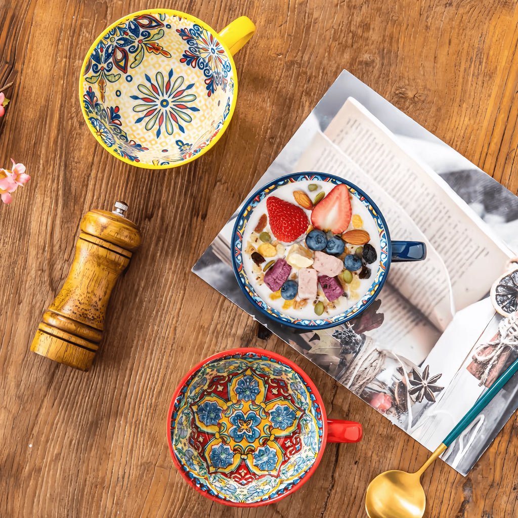 Bohemian Morning Tea Mug, 13.5 oz Ceramic Coffee Mugs - Your Ritual Hub 