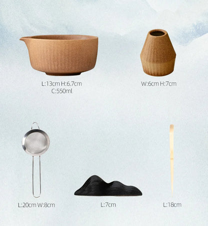 8-Piece Kiln-Fired Japanese Matcha Ceremony Set