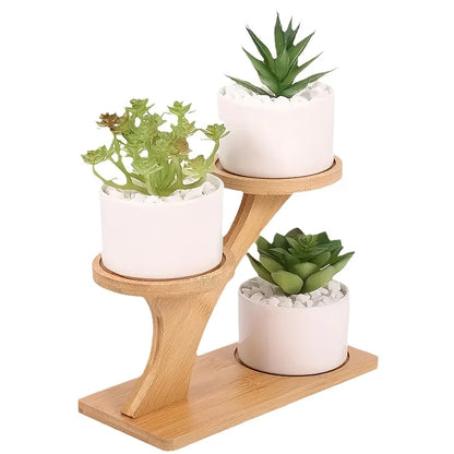 1pc 2-Tier Bamboo Stand,Bamboo Shelf for Home/Office, Compact Design,Perfect for Home and Office Desktop and Balcony Decor