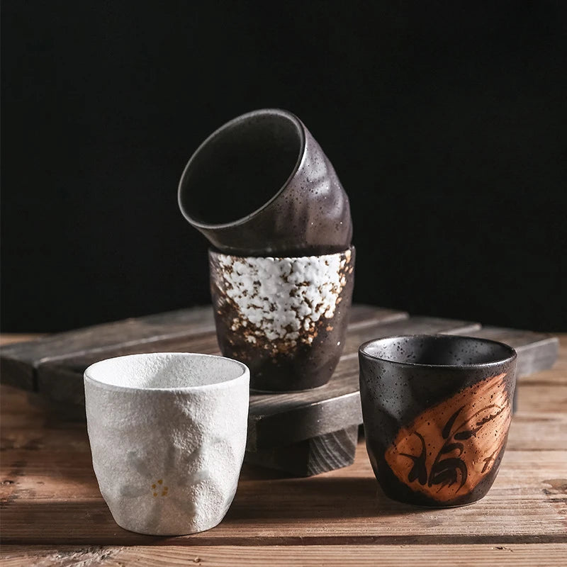 180ml Japanese tea cup coffee cup matcha handy retro ceramic coarse pottery cup - Your Ritual Hub 