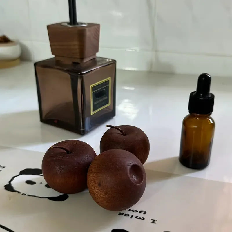 Apple-Shaped Wooden Oil Diffuser – Natural Scent, No Heat