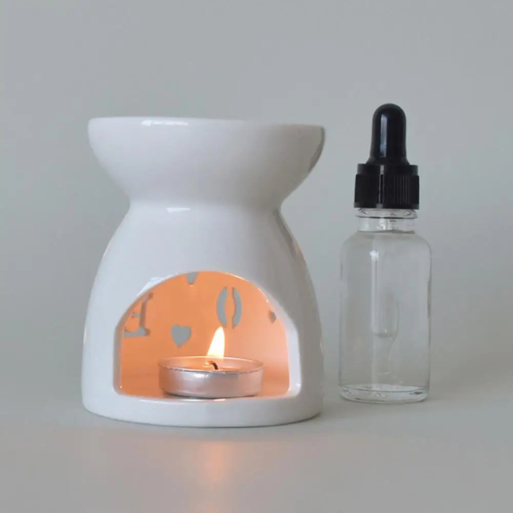Ceramic Cutout Aroma Burner & Wax Melter with Spoon