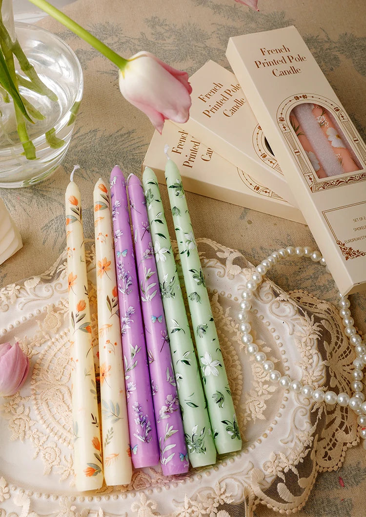 European Printed Long Taper Candles — Smokeless