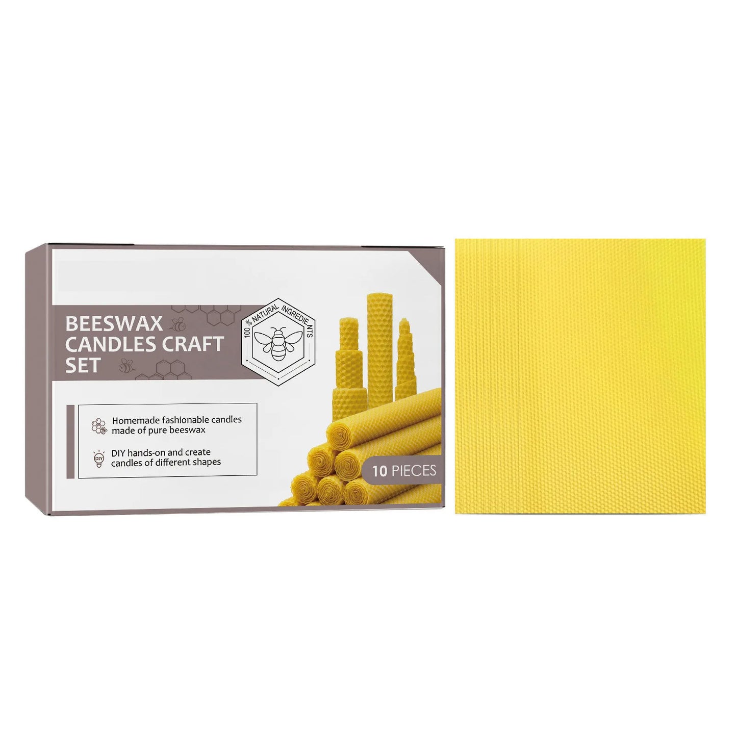 10-Pack Handmade Beeswax Honeycomb Taper Candles