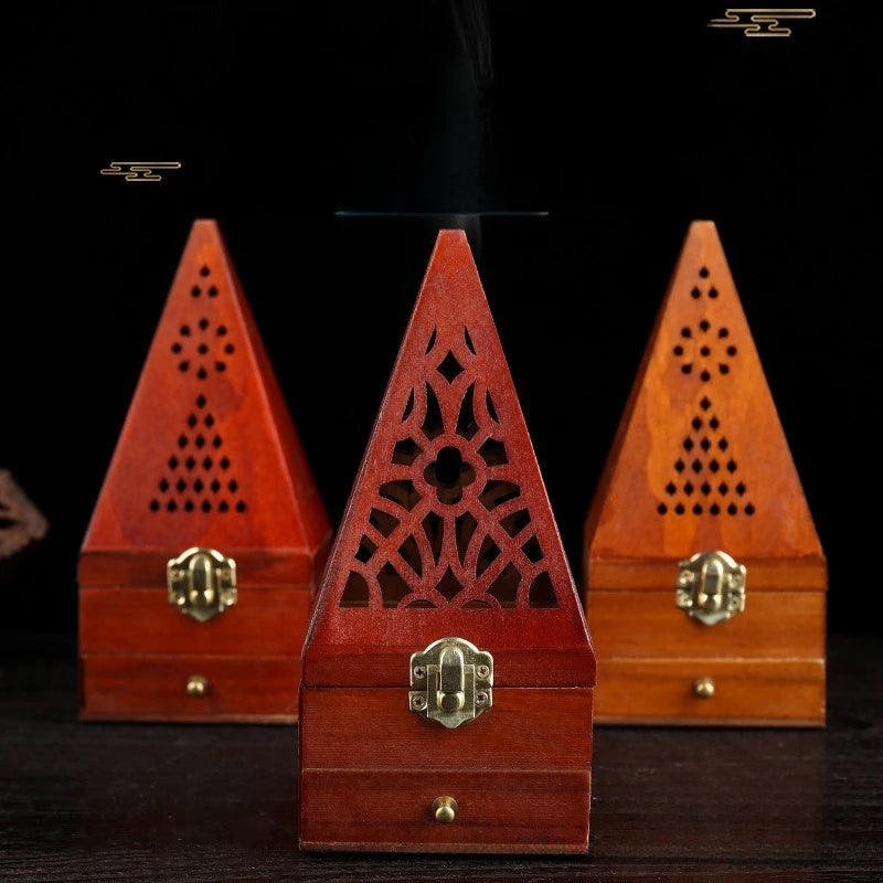 Pine incense burner antique Wooden - Your Ritual Hub 