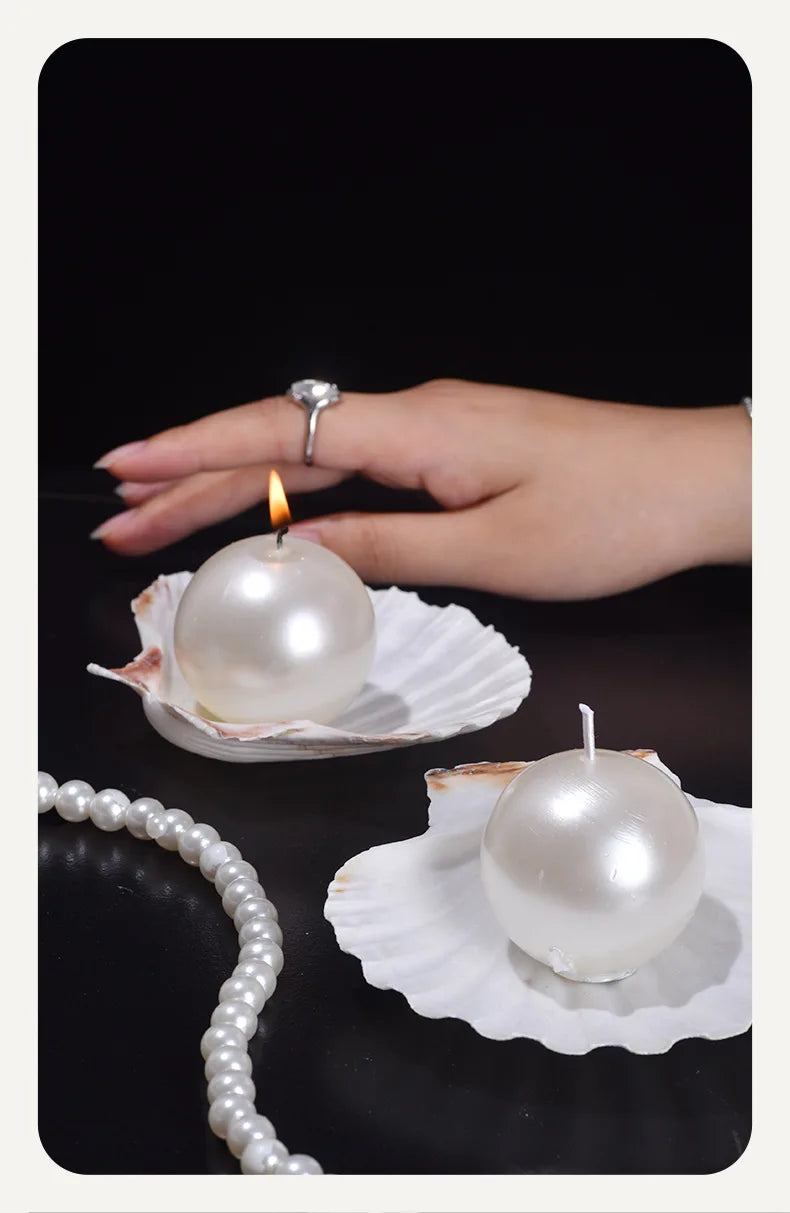 1PC Ocean Wind Pearl Shell Scented Candle Ins Wind High Value Scented Candle Souvenir Home Party Scene Decoration