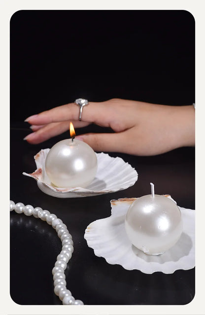 1PC Ocean Wind Pearl Shell Scented Candle Ins Wind High Value Scented Candle Souvenir Home Party Scene Decoration