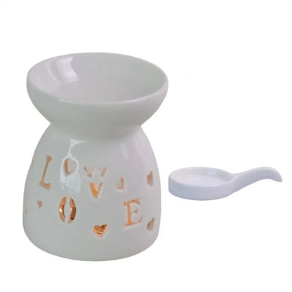 Ceramic Cutout Aroma Burner & Wax Melter with Spoon